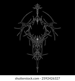 Neo tribal symmetrical sigil with sharp, intricate spikes, evoking a dark, gothic, and occult aesthetic. Perfect for metal artwork and tattoo design