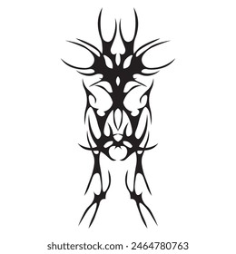 Neo tribal tattoo. Abstract ethnic shape in gothic style. Individual designer element for decorating. Vector illustration