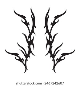 Neo tribal tattoo. Abstract ethnic shape in gothic style. Individual designer element for decorating. Vector illustration