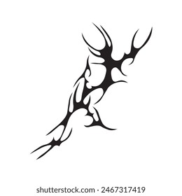 Neo tribal tattoo. Abstract ethnic shape in gothic style. Individual designer element for decorating. Vector illustration