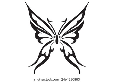 Neo mariposa tatuaje tribal. Abstractas forma étnica en estilo gótico. Elemento de diseño individual para la decoración. Ilustración vectorial