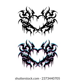 Neo Tribal Tattoo. Gothic y2k brutal vaporwave sticker. Abstract sigil sigilism ornate.