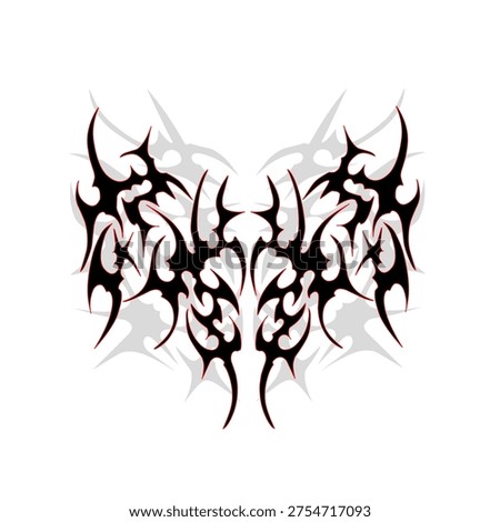 Neo tribal tattoo gothic Y2K symmetrical sticker vector for t-shirt and poster design.	