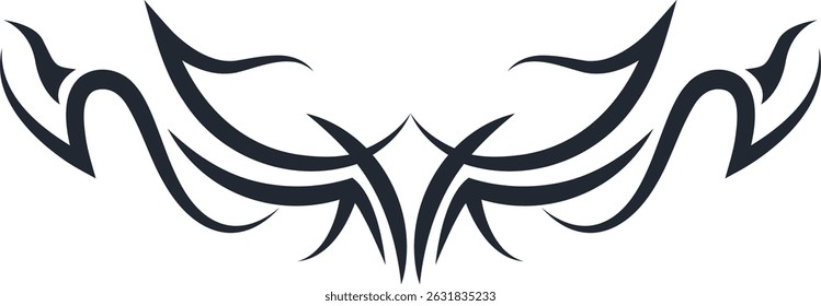 Neo Tribal Tattoo Illustration Isolated on White Background. Vector Clipart in Y2k Style