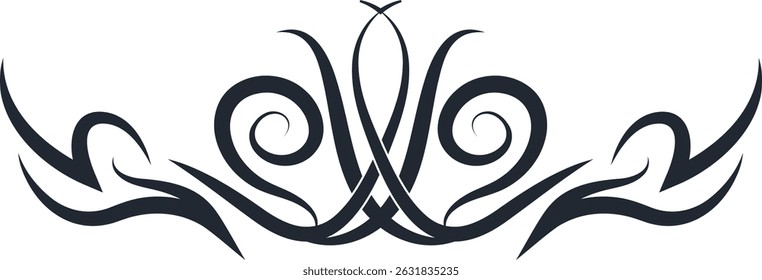 Neo Tribal Tattoo Illustration Isolated on White Background. Vector Clipart in Y2k Style