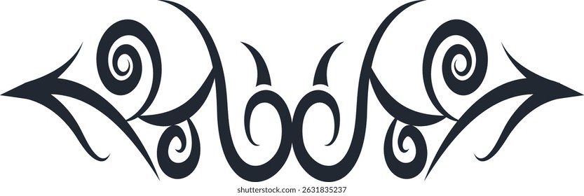 Neo Tribal Tattoo Illustration Isolated on White Background. Vector Clipart in Y2k Style