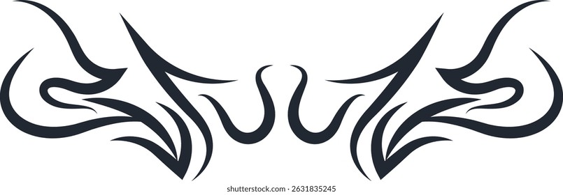 Neo Tribal Tattoo Illustration Isolated on White Background. Vector Clipart in Y2k Style