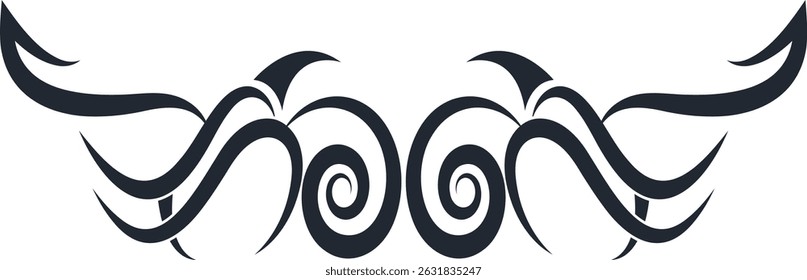 Neo Tribal Tattoo Illustration Isolated on White Background. Vector Clipart in Y2k Style