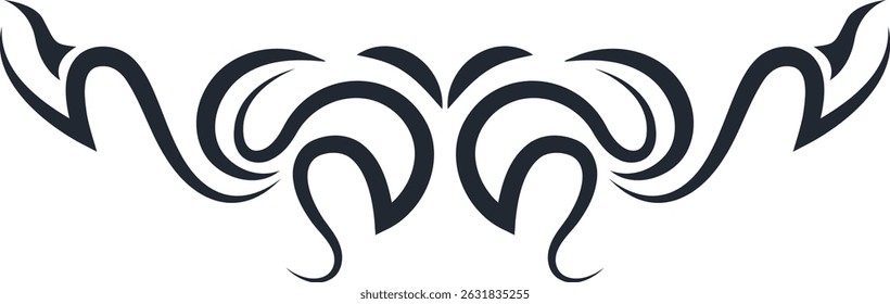 Neo Tribal Tattoo Illustration Isolated on White Background. Vector Clipart in Y2k Style