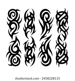 Neo tribal tattoo set, vector Celtic gothic cyber body ornament shapes kit, abstract Hawaiian sign. Neo tribal silhouette clipart