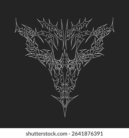Neo tribal tattoo and t-shirt design white vector illustration with symmetrical fantasy shape for body.