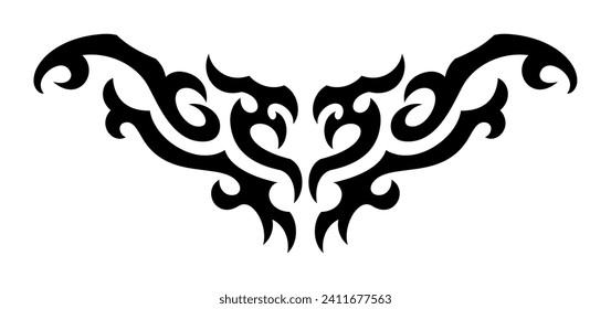 Neo Tribal Tattoo. Y2K Tattoo Heart. Vector Gothic Element in Cyberpunk 2000s Style for Poster, T shirt Print, Stickers, Web Design, Social Media
