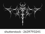 Neo tribal vector design featuring sharp, symmetrical freehand lines. Ideal for dark art, tattoos, fashion prints, aggressive and ornamental aesthetics