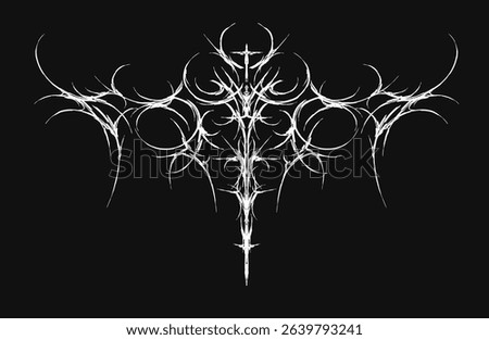 Neo tribal vector design featuring sharp, symmetrical freehand lines. Ideal for dark art, tattoos, fashion prints, aggressive and ornamental aesthetics