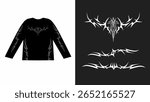 neo tribal vector design long sleeve shirt. bold and aggressive look ideal for streetwear or alternative fashion lovers.