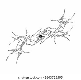 Neo tribal vector design with sharp, symmetrical blades and an occult eye symbol in the center. Perfect for tattoos and gothic