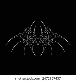 Neo tribal y2k gothic style tattoo. Cyber sigilism heart design. Outline vector illustration of black and white.