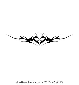 Neo tribal y2k tatuaje de estilo gótico. Diseño de corazón cibersigilismo. Ilustración vectorial de blanco y negro.