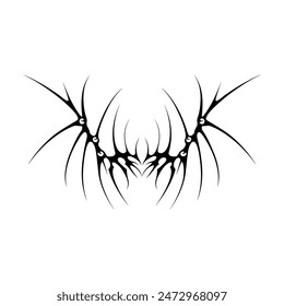 Neo tribal y2k gothic style tattoo. Cyber sigilism heart design. Vector illustration of black and white.