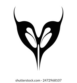 Neo tribal y2k gothic style tattoo. Cyber sigilism heart design. Vector illustration of black and white.