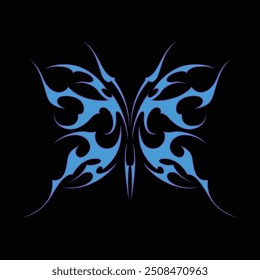 Neo tribal y2k gothic style tattoo. Cyber sigilism heart design. Vector illustration.