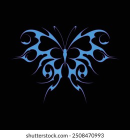 Neo tribal y2k gothic style tattoo. Cyber sigilism heart design. Vector illustration.