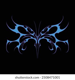 Neo tribal y2k gothic style tattoo. Cyber sigilism heart design. Vector illustration.