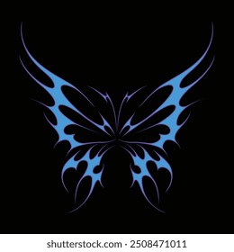 Neo tribal y2k gothic style tattoo. Cyber sigilism heart design. Vector illustration.