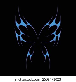 Neo tribal y2k gothic style tattoo. Cyber sigilism heart design. Vector illustration.