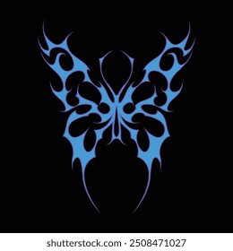 Neo tribal y2k gothic style tattoo. Cyber sigilism heart design. Vector illustration.