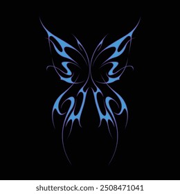 Neo tribal y2k gothic style tattoo. Cyber sigilism heart design. Vector illustration.