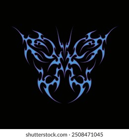 Neo tribal y2k gothic style tattoo. Cyber sigilism heart design. Vector illustration.