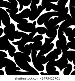 Neo tribal y2k tattoo shape. Seamless black pattern in cyber sigilism style . Repeating print for fabric, wrapping paper, textile