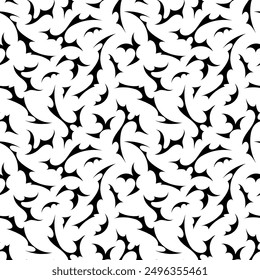 Neo tribal y2k tattoo shape. Seamless white pattern in cyber sigilism style . Repeating print for fabric, wrapping paper, textile