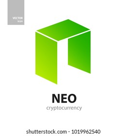 NEO vector icon isolated on white. Cryptocurrency, e-currency payment, crypto currency, blockchain sign. Green logo, flat adaptation design for web, website, mobile app, EPS.
