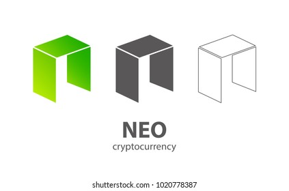 NEO vector icon isolated on white.  Cryptocurrency, e-currency, payment, crypto currency, blockchain sign. Green  logo, flat adaptation design for web, website, mobile app, EPS