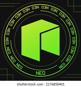 Neo vector symbol with cryptocurrency themed background design. Blockchain currency modern banner. Vector illustration banner.l