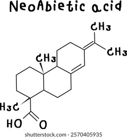 NeoAbietic acid,chemical structure of NeoAbietic acid illustration on transparency background