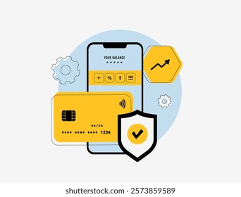 Neobank fintech mobile banking, digital wallet, credit card security, and financial analytics. Features online transactions, secure payments, account management, and innovative financial solutions