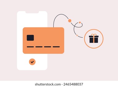 Neobank loyalty programs. Cashback on purchases with bank card payments. Loyalty for creating stronger relationships with customers and like-minded fintech community. Flat vector illustration