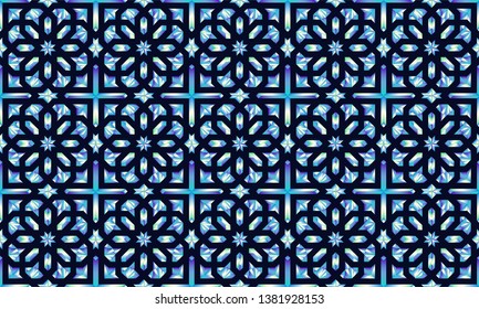 Neoclassic Seamless oriental pattern. Islamic background. Arabic linear texture. Vector illustration