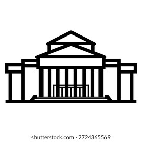 Vector de la silueta del edificio de la arquitectura neoclásica, edificio clásico del gobierno o icono de la fachada del museo para la marca del patrimonio y de la institución