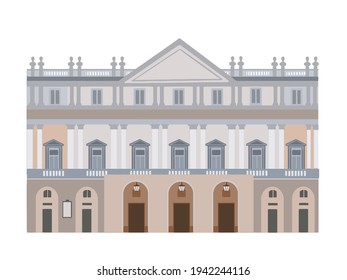 Neoclassical building, Milan (Teatro alla Scala). Vector illustration.