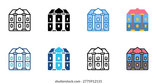 Neoclassical icons set multiple style collection. Editable stroke 
