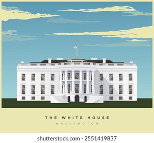 Estilo Neoclássico - Casa Branca - Washington D.C. - Ilustração de Stock como Arquivo EPS 10