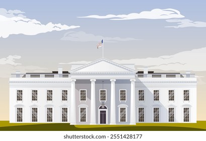 Estilo Neoclássico - Casa Branca - Washington D.C. - Ilustração de Stock como Arquivo EPS 10