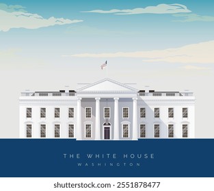 Estilo Neoclássico - Casa Branca - Washington D.C. - Ilustração de Stock como Arquivo EPS 10