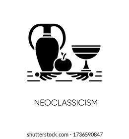 Neoclassicism black glyph icon. Western cultural movement. Classical antiquity visual art. Still life. Ancient Greek style revival. Silhouette symbol on white space. Vector isolated illustration