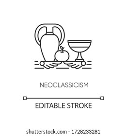 Neoclassicism pixel perfect linear icon. Western cultural movement. Classical visual art. Thin line customizable illustration. Contour symbol. Vector isolated outline drawing. Editable stroke