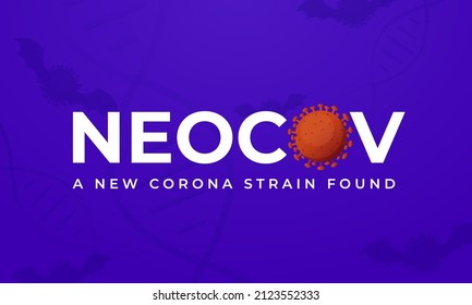 NeoCoV A New Corona Strain Found Text With Red Virus Against Violet DNA And Bats Background.